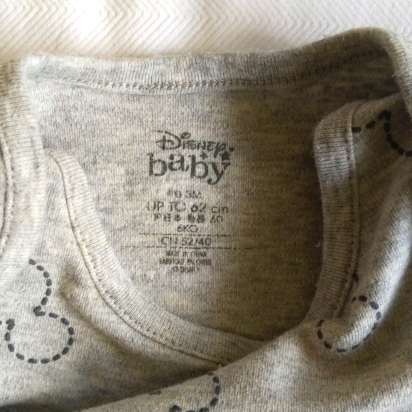 disney mickey mouse neutral short sleeve bodysuit diaper shirt 0-3 months baby - Picture 4 of 6